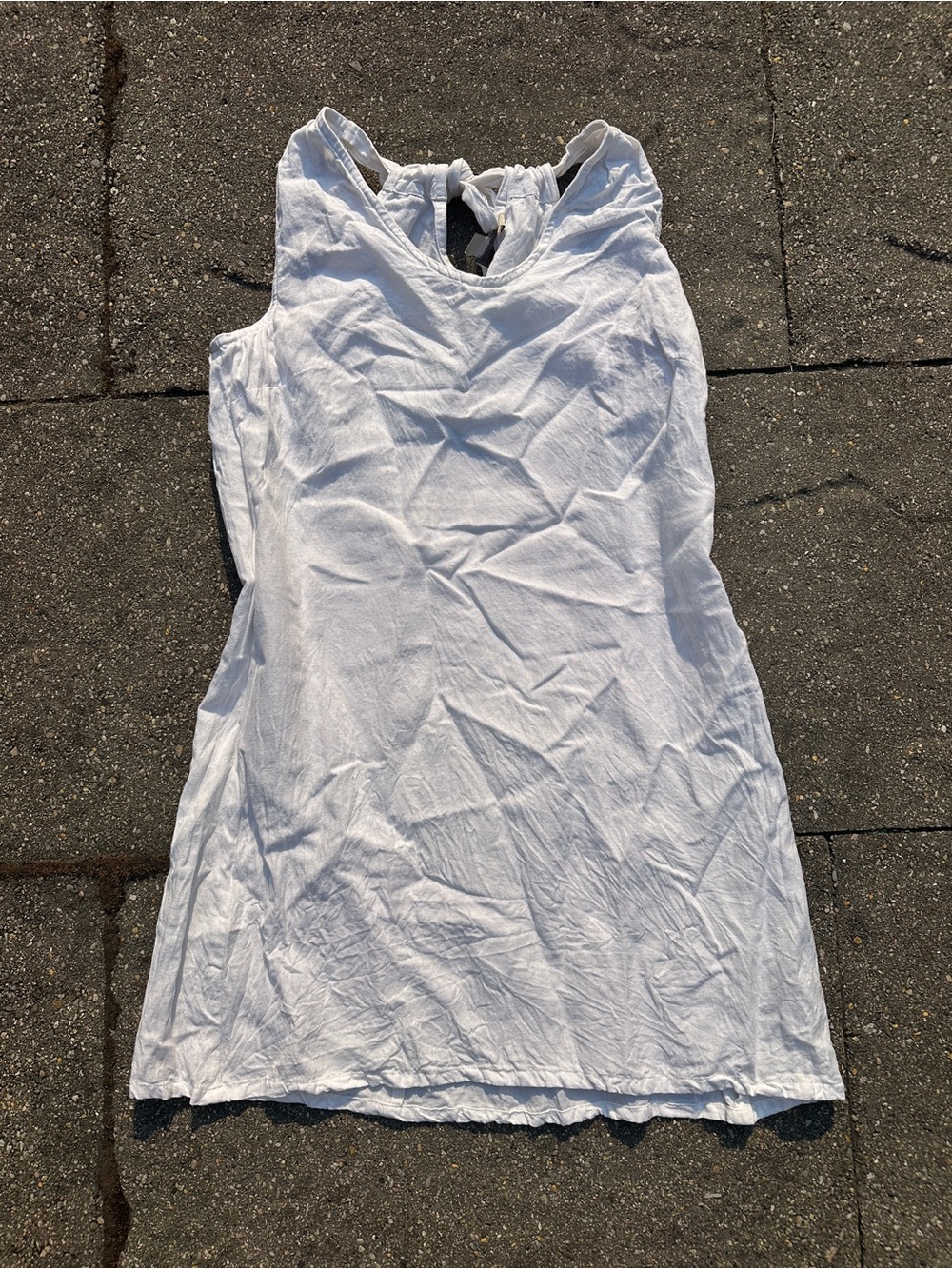 Charlie Paige White Sleeveless Linen Cotton Blend Sundress